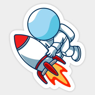 Astronaut Riding a Rocket Sticker